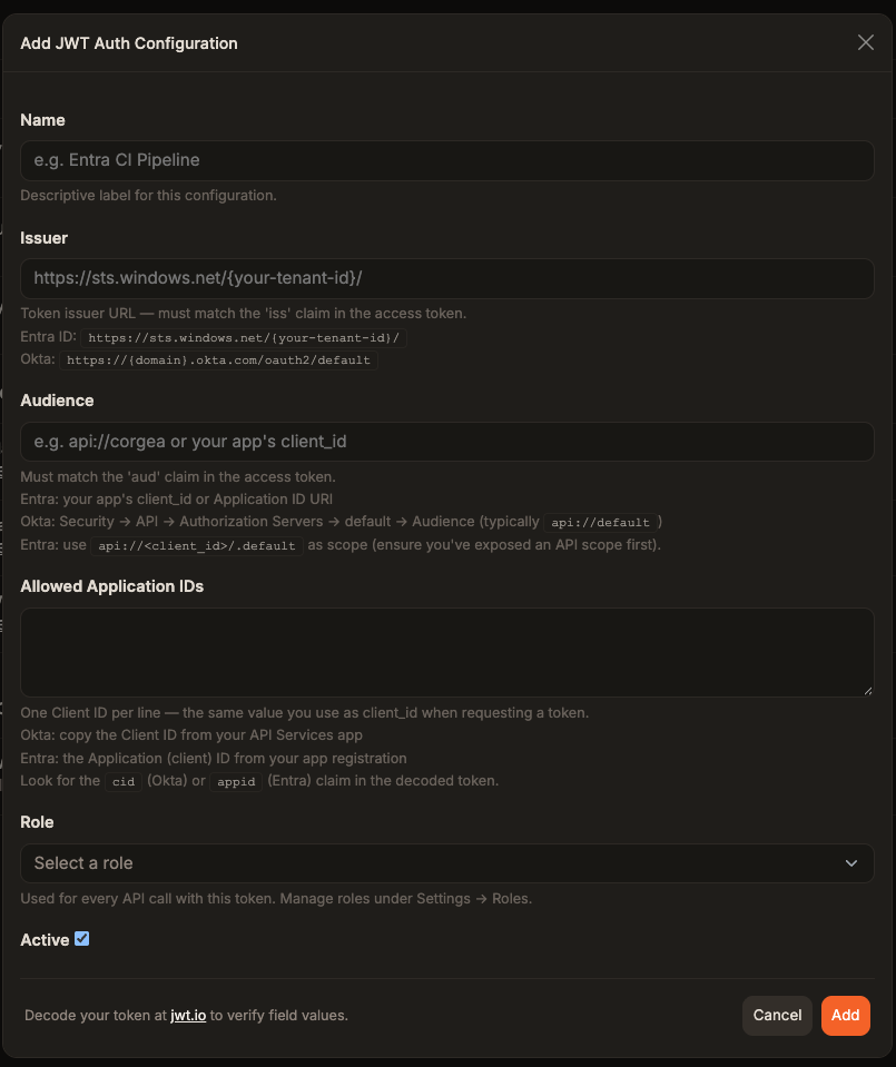 JWT Auth - Corgea Documentation